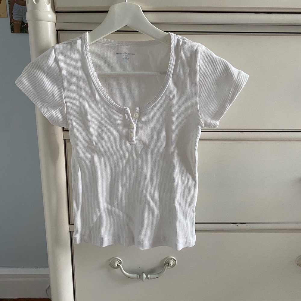 Brandy Melville White Ribbed Tee